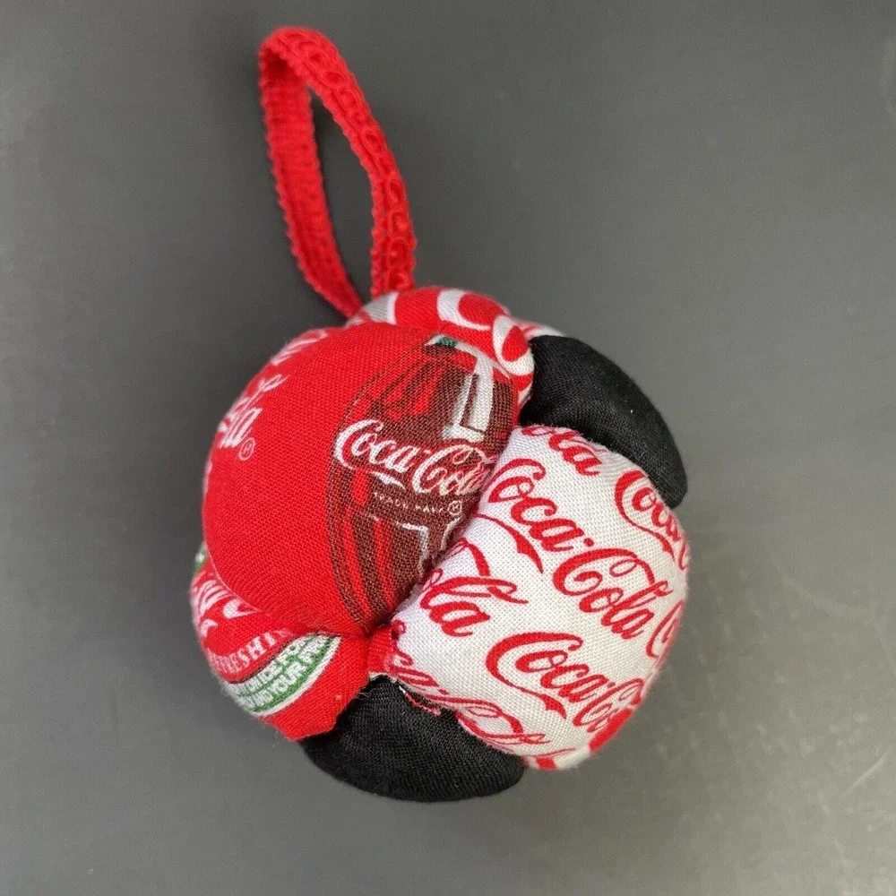 Vintage Cloth Christmas Ornaments Hand‎ Sewn Stuffed Coca Cola Quilted Red Coke